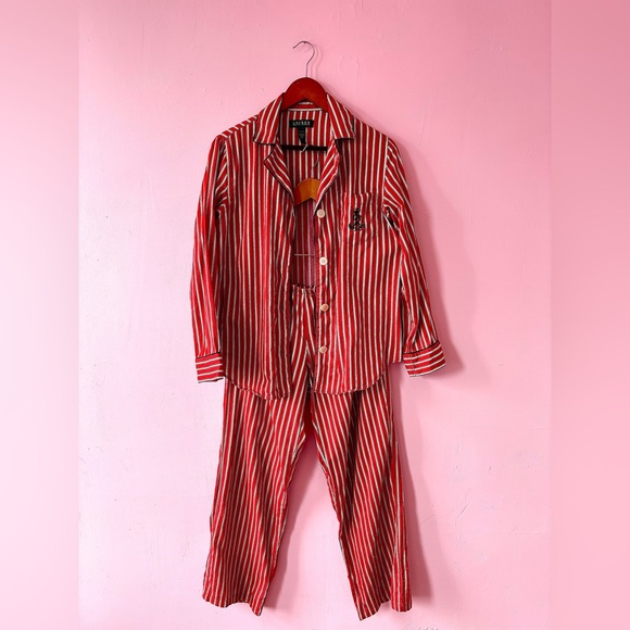 Lauren Ralph Lauren Red Striped Pajama Set - Picture 2 of 13
